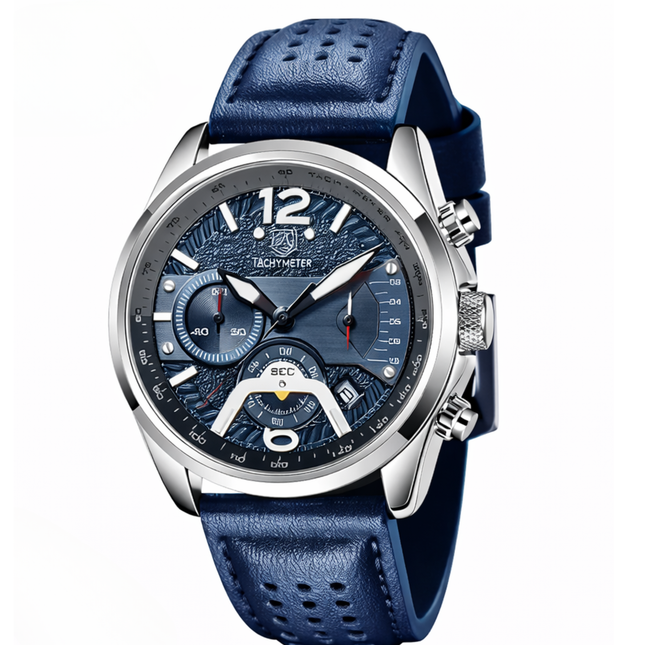 Reloj deportivo Benyar con correa de piel: cronógrafo informal para hombre 