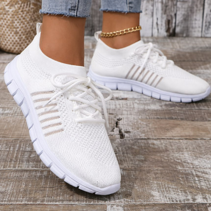 Zapatillas transpirables con cordones para mujer: ligeras, cómodas y antideslizantes.