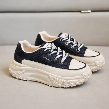 Zapatillas de plataforma gruesa con aumento de altura: zapatos casuales de suela gruesa para mujer 