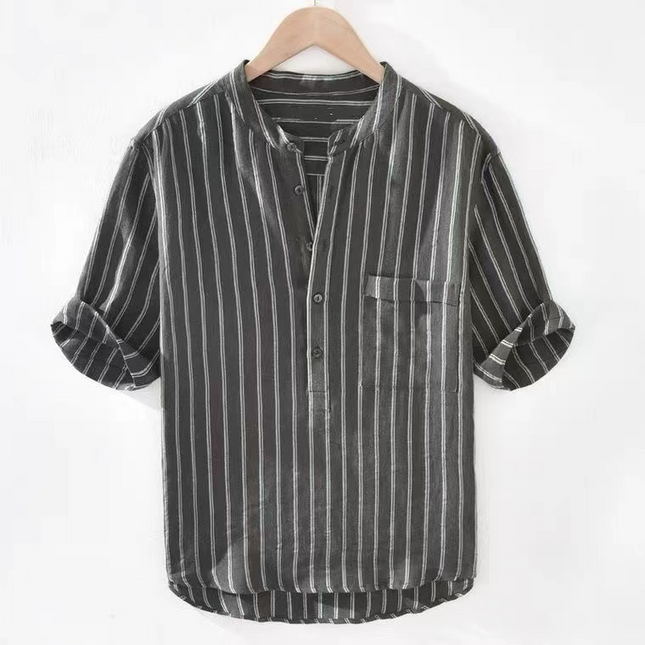 Camiseta henley de lino a rayas Mauré
