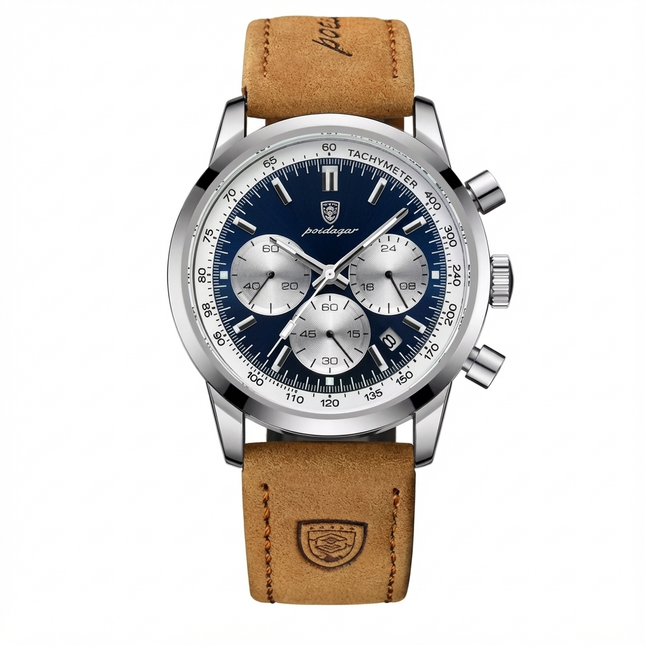Reloj de lujo Poedagar 911 para hombre: cristal de zafiro y piel auténtica