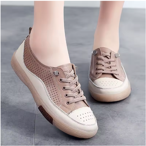 Zapatillas de piel TerraSoft sin cordones para mujer: cómodas y transpirables.