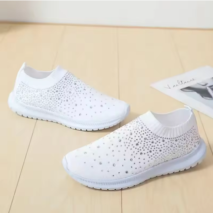 Zapatillas deportivas cómodas con purpurina para mujer: ergonómicas y antideslizantes 