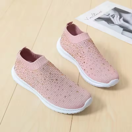 Zapatillas deportivas cómodas con purpurina para mujer: ergonómicas y antideslizantes 